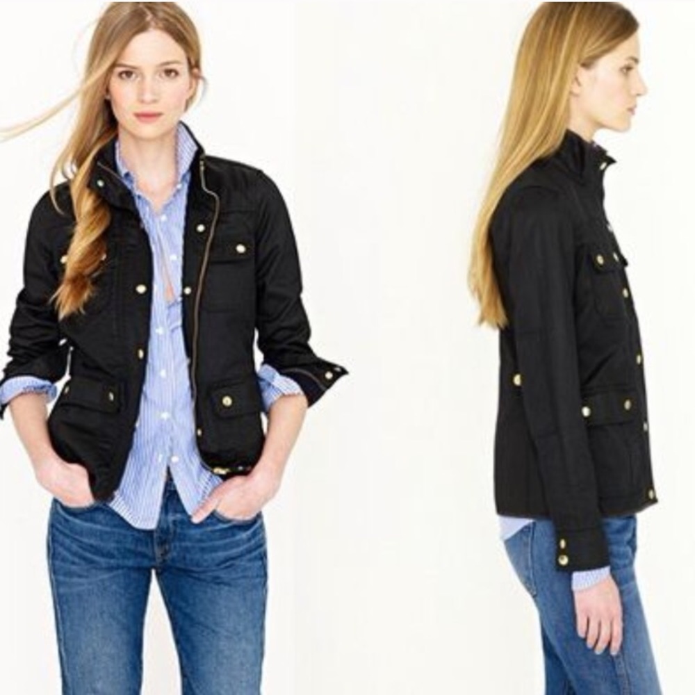 J. Crew Black Label Navy Waxed Jacket Size Medium